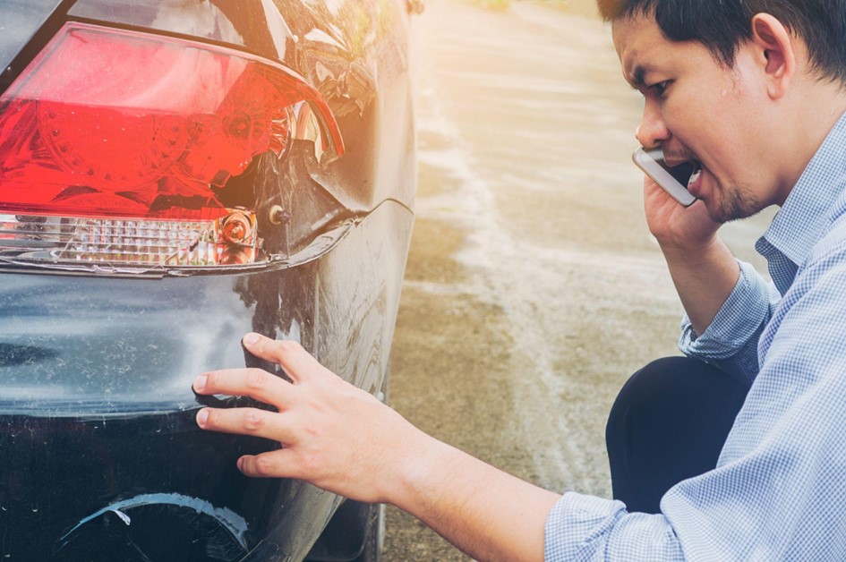 Car damages after a road accident