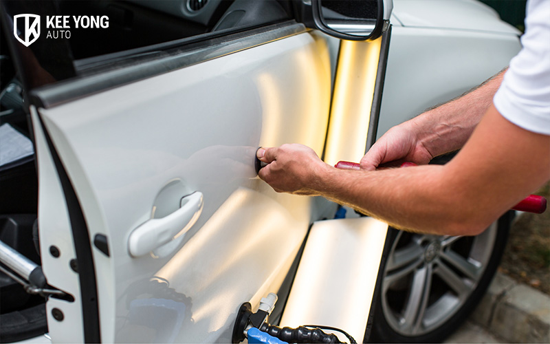 A Car Dent Getting Repaired